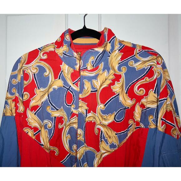 Lis Sport Vintage Baroque print 80s 90s Red Blue Gold Sailor Windbreaker Medium - Picture 4 of 8